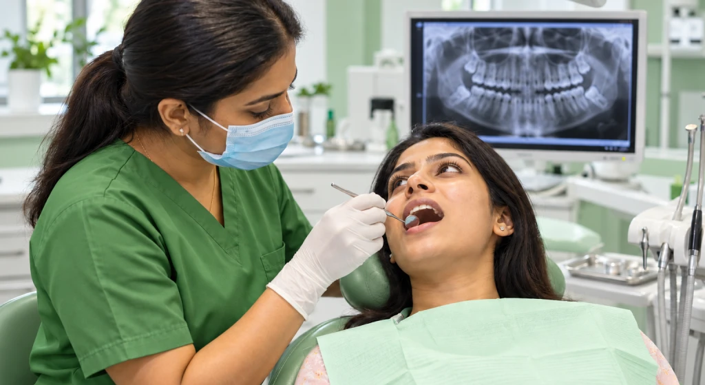 Dental X-ray showing an impacted wisdom tooth